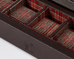 WOLF x WM Brown Five Watch Box with Cover in Negroni Tweed