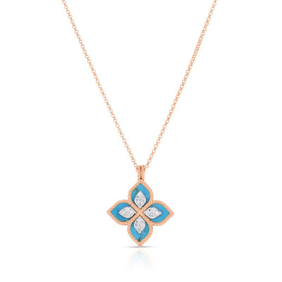 Roberto Coin Venetian Princess Flower Turquoise Diamond Necklace - Roberto Coin product
