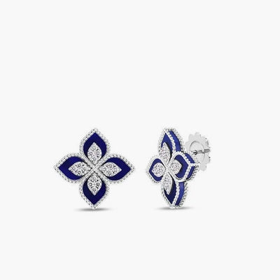 Roberto Coin Venetian Princess Blue Lapis and Diamond Flower Stud Earrings - Roberto Coin product