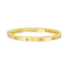 Roberto Coin Verona Diamond Flower Bangle in Yellow Gold