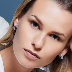 Roberto Coin White Gold Love in Verona Pave Diamond and Sapphire Hoop Earrings