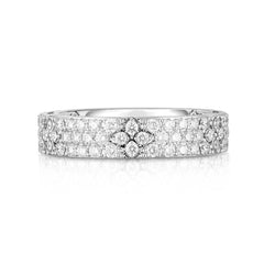 Roberto Coin Love In Verona Narrow Flower Pave Diamond Band Ring