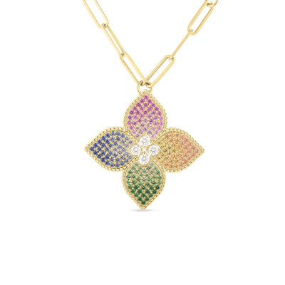Roberto Coin Rainbow Sapphire Princess Flower Necklace - Roberto Coin product