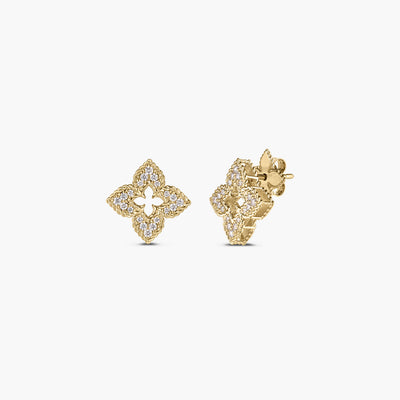 Roberto Coin Venetian Princess Diamond Flower Earrings in Yellow Gold - Roberto Coin product