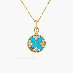 Roberto Coin Venetian Princess Carnevale Diamond and Turquoise Pendant Necklace
