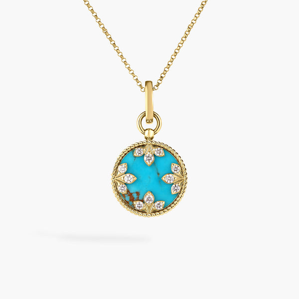 Roberto Coin Venetian Princess Carnevale Diamond and Turquoise Pendant Necklace