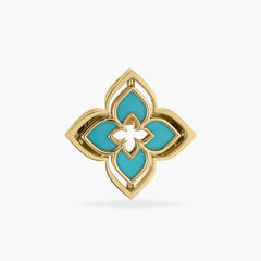Roberto Coin Venetian Princess Turquoise and Diamond Flower Ring in 18K Yellow Gold