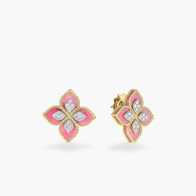 Roberto Coin Venetian Princess Pink Rhodonite and Diamond Earrings - Roberto Coin product