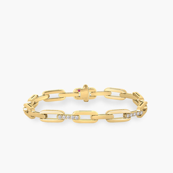Roberto Coin Navarra Diamond Chain Bracelet in 18K Yellow Gold