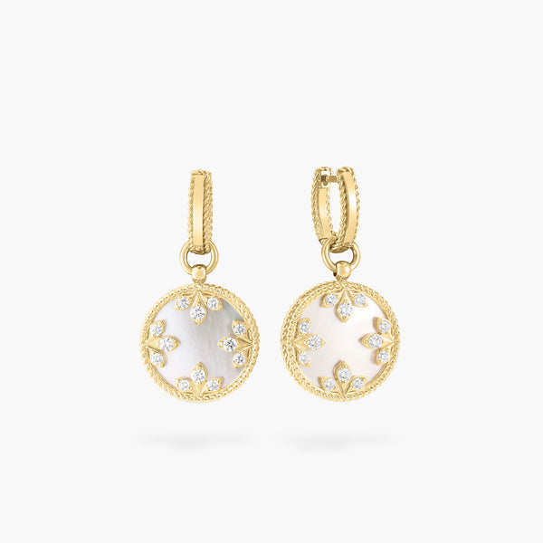 Roberto Coin Venetian Princess Carnevale Diamond and Mother-of-Pearl Medallion Dangle Earrings