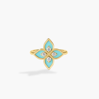 Roberto Coin Venetian Princess Cyan Flower Ring in 18K Yellow Gold - Roberto Coin product