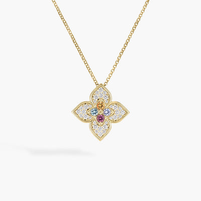 Roberto Coin Venetian Princess Carnevale Diamonds and Mixed Gemstones Flower Pendant Necklace - Roberto Coin product