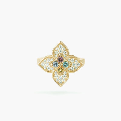 Roberto Coin Venetian Princess Carnevale Diamond Flower Ring with Mixed Gemstones - Roberto Coin product