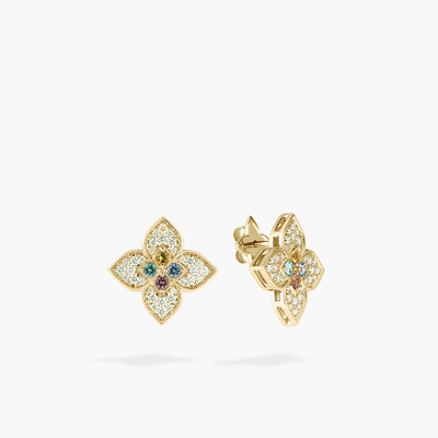 Roberto Coin Venetian Princess Carnevale Diamond Flower Earrings with Mixed Gemstones - Roberto Coin product