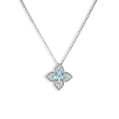 Roberto Coin Venetian Princess Carnival Diamond and Blue Topaz Flower Necklace