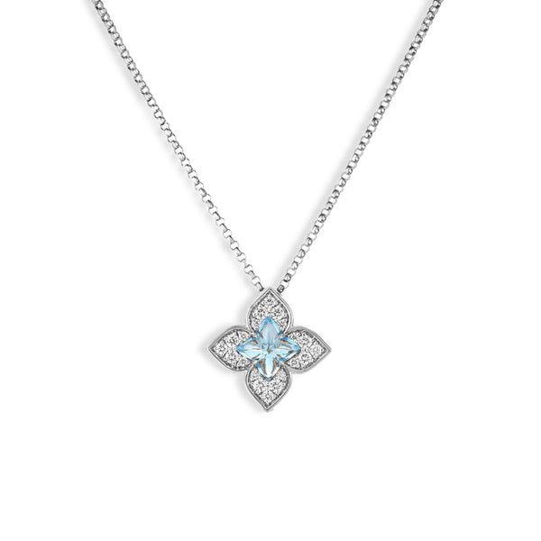 Roberto Coin Venetian Princess Carnival Diamond and Blue Topaz Flower Necklace