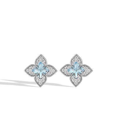 Roberto Coin Venetian Princess Carvinal Diamond and Blue Topaz Flower Earrings - Roberto Coin product