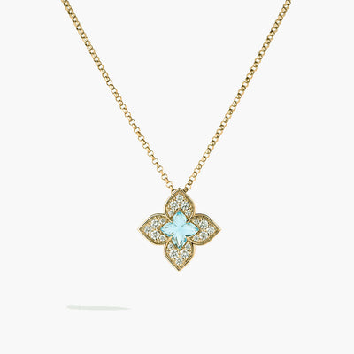 Roberto Coin Venetian Princess Carnevale Blue Topaz and Diamond Flower Pendant Necklace - Roberto Coin product