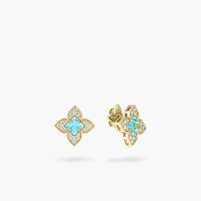 Roberto Coin Venetian Princess Carnevale Blue Topaz and Diamond Flower Earrings - Roberto Coin product