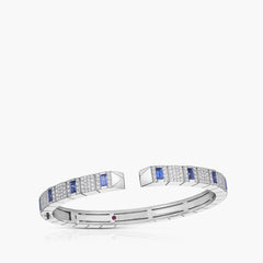 Roberto Coin Obelisco Diamond and Sapphire Cuff Bracelet
