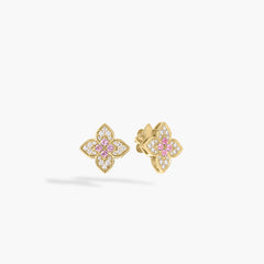 Roberto Coin Venetian Princess Carnevale Small Diamond and Rubellite Flower Stud Earrings