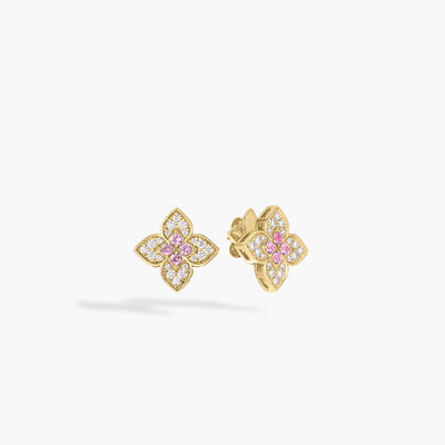 Roberto Coin Venetian Princess Carnevale Small Diamond and Rubellite Flower Stud Earrings - Roberto Coin product
