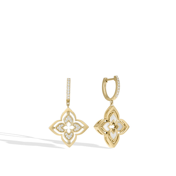 Roberto Coin Venetian Princess Pirouette Small Pave Flower Drop Earrings