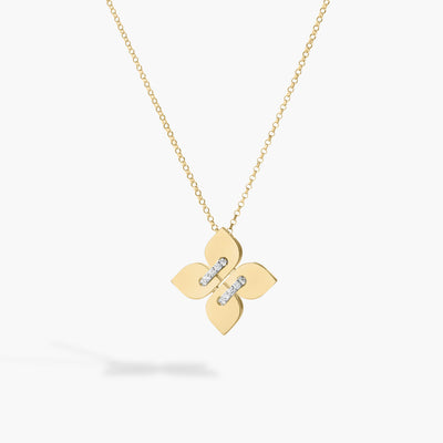 Roberto Coin Venetian Princess Filo Medium Two-Tone Flower Diamond Pendant Necklace - Roberto Coin product