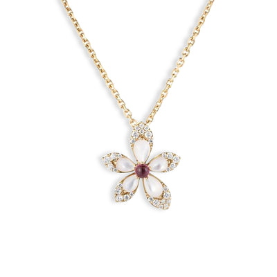 Roberto Coin Tiare Mother-of-Pearl and Rubellite Flower Pendant Necklace - Roberto Coin product