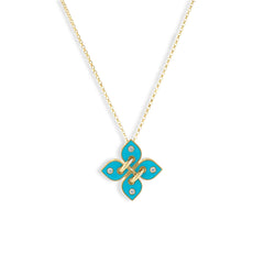 Roberto Coin Venetian Princess Filo Turquoise Enamel Flower Necklace