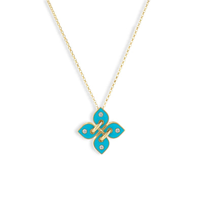 Roberto Coin Venetian Princess Filo Turquoise Enamel Flower Necklace - Roberto Coin product