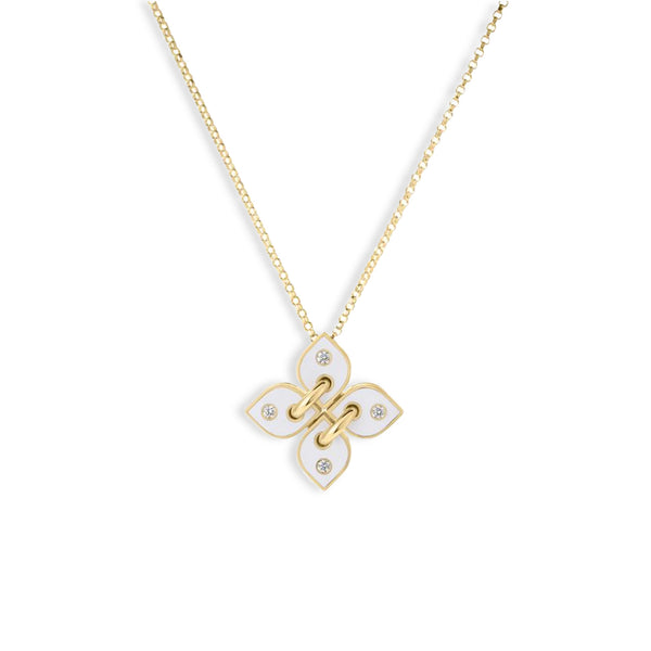 Roberto Coin Venetian Princess Filo White Enamel Flower Necklace