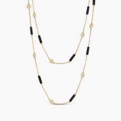 Roberto Coin Diamonds by the Inch Black Enamel 36" Necklace