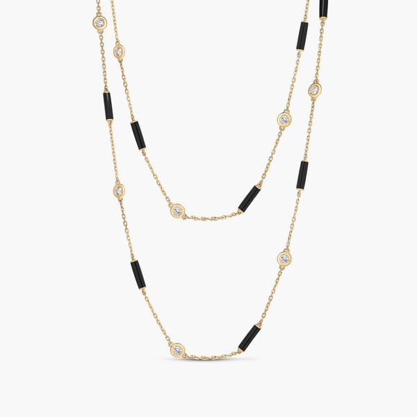 Roberto Coin Diamonds by the Inch Black Enamel 36" Necklace