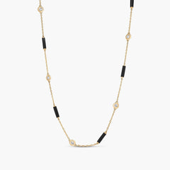 Roberto Coin Diamonds by the Inch Black Enamel 18" Necklace