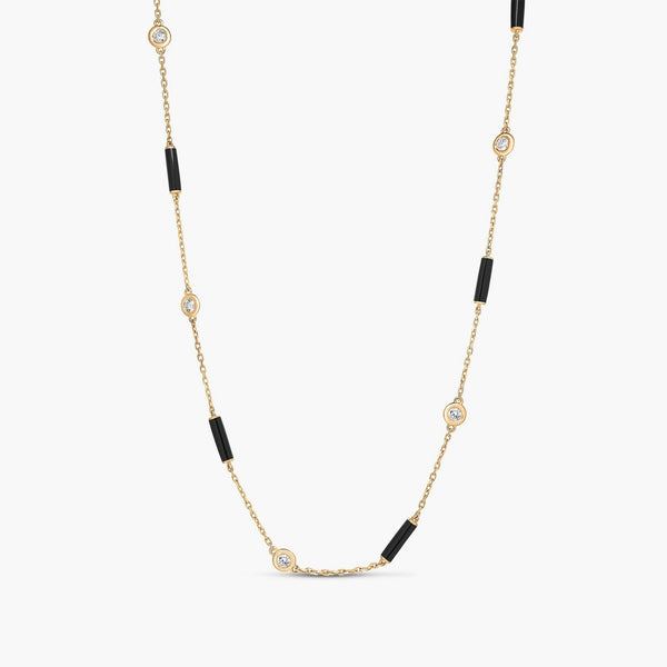 Roberto Coin Diamonds by the Inch Black Enamel 18" Necklace