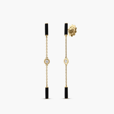 Roberto Coin Diamond and Black Enamel Drop Earrings - Roberto Coin  product