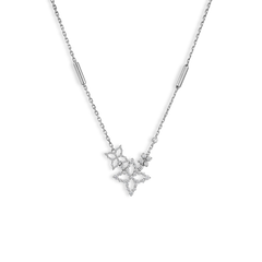 Roberto Coin Diamond Princess Triple Flower Pendant Necklace
