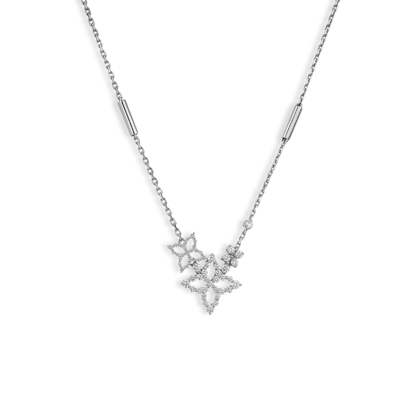 Roberto Coin Diamond Princess Triple Flower Pendant Necklace