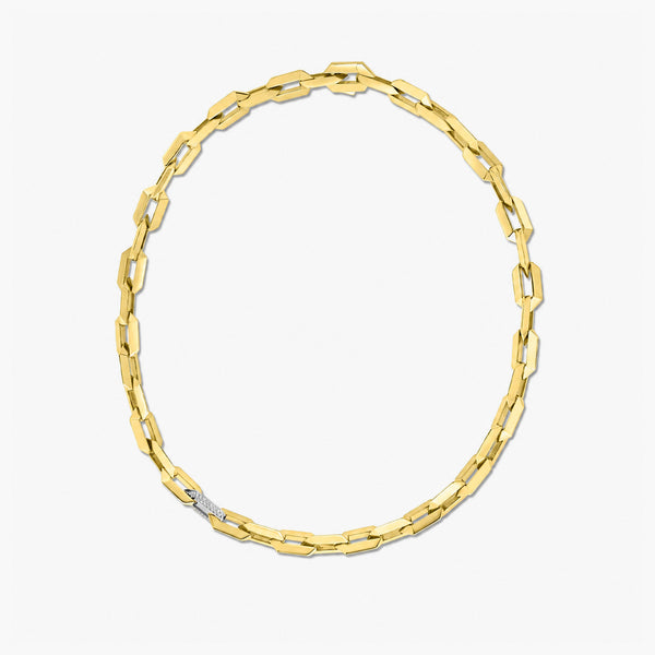 Roberto Coin Classic Chain Link Diamond Station Necklace