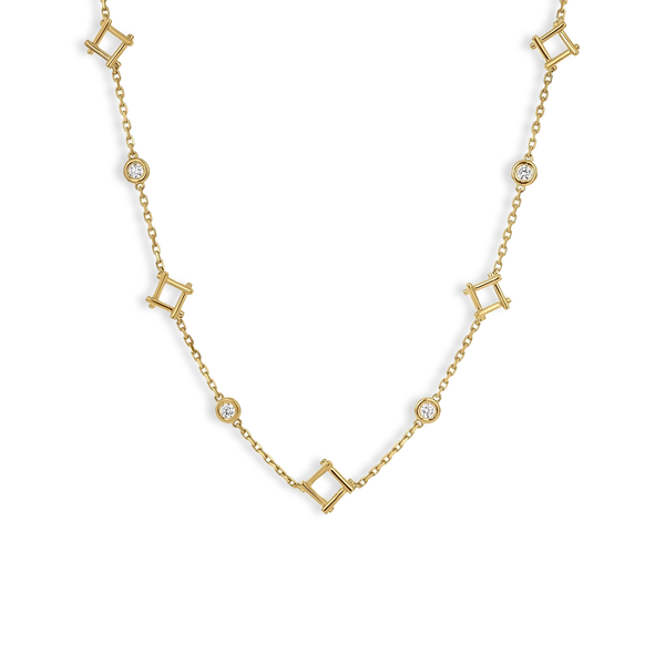 Roberto Coin Domino Bezel Alternating Station Necklace