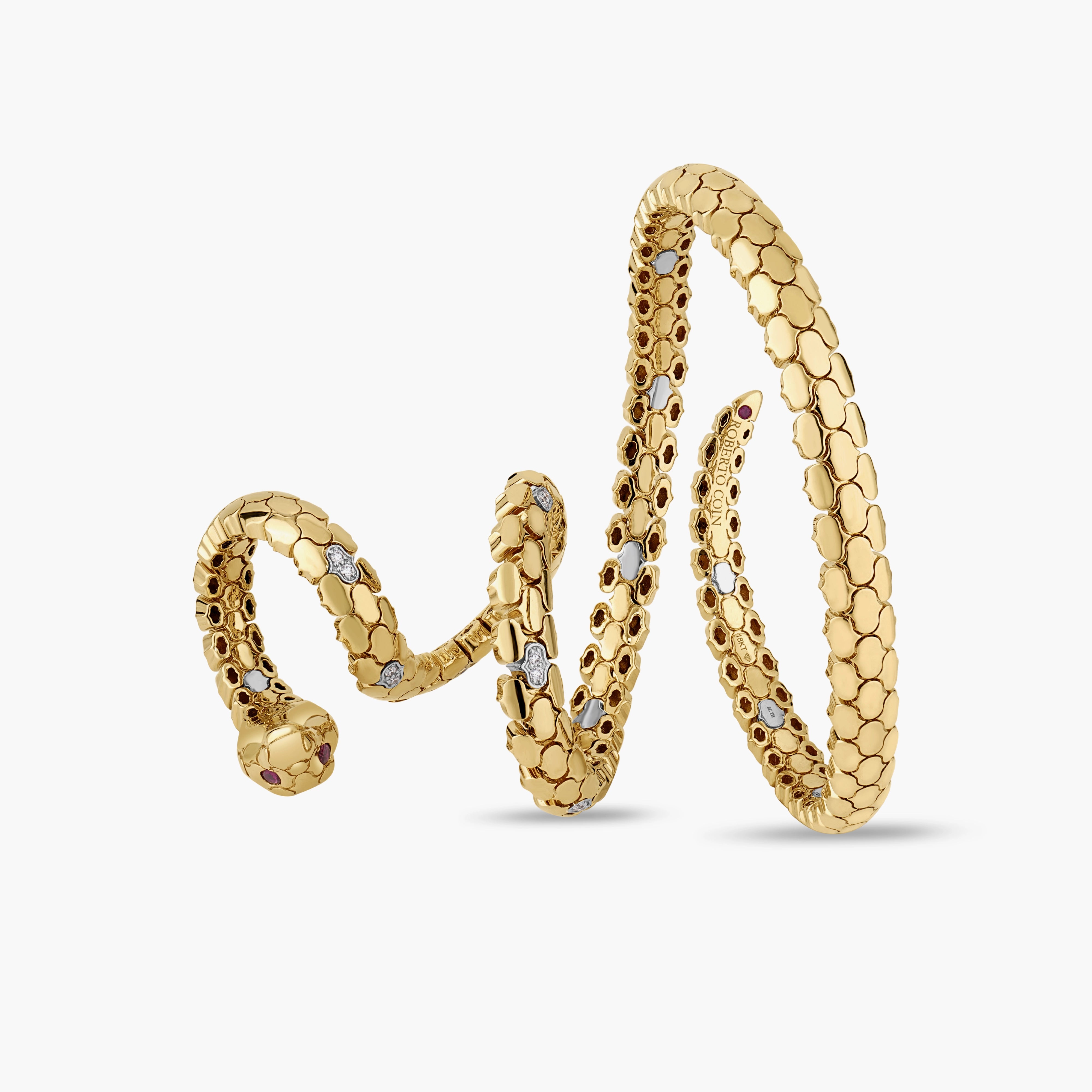 Roberto Coin Cobra Diamond and Ruby Bangle Bracelet