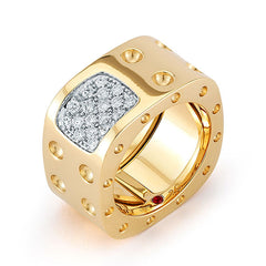 Roberto Coin Pois Moi Yellow Gold Double Row Diamond Ring