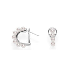 Mikimoto White Gold Akoya Pearl J-Hoop Earrings