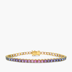 9 Carat Sapphire Tennis Bracelet in 14K Yellow Gold, product view