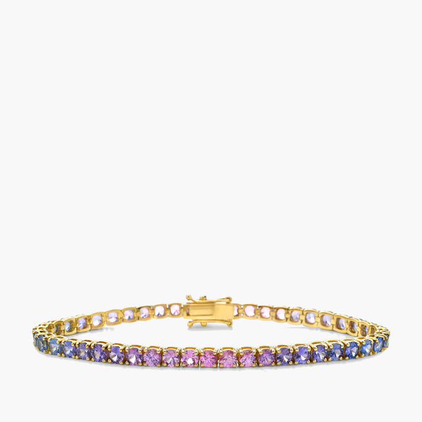 9 Carat Sapphire Tennis Bracelet in 14K Yellow Gold, product view