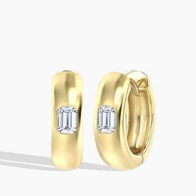 Emerald-Cut Diamond Huggie Earrings - Private Label product