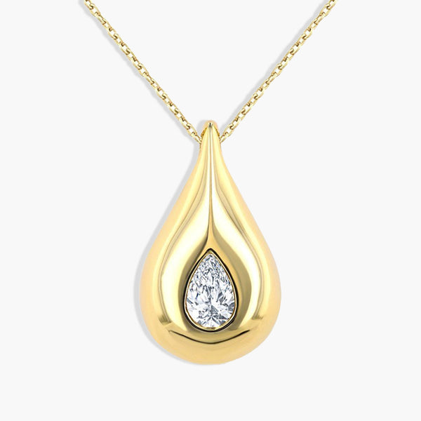 Pear-Shaped Diamond Drop Pendant Necklace
