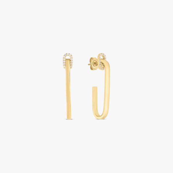 Roberto Coin Navarra Diamond Single Link Drop Earrings
