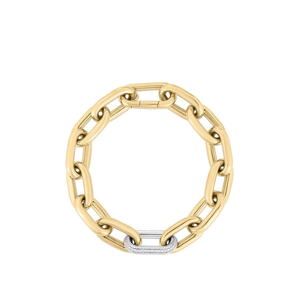 Roberto Coin Designer Gold Diamond Chunky Link Bracelet